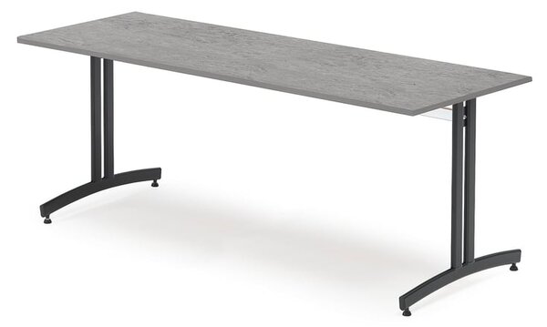 AJ Produkty Stůl, 1800x700 mm, tmavě šedé linoleum, černá