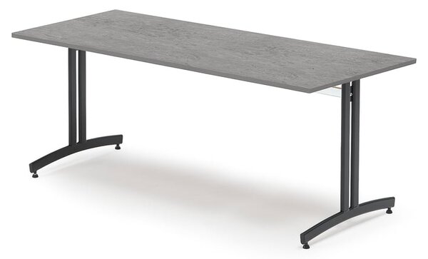 AJ Produkty Jídelní stůl, 1800x800 mm, tmavě šedé linoleum, černá