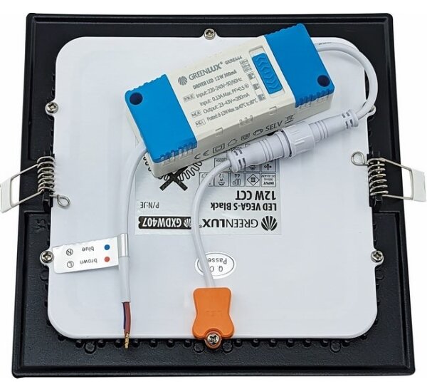 LED Podhledové svítidlo VEGA LED/12W/230V 2900/3900/5800K 17,5x17,5 cm černá