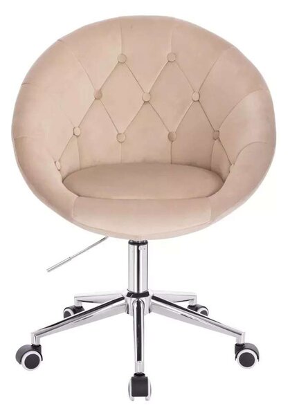 LuxuryForm DESIGN Křeslo VERA VELUR na stříbrné podstavě s kolečky - latte