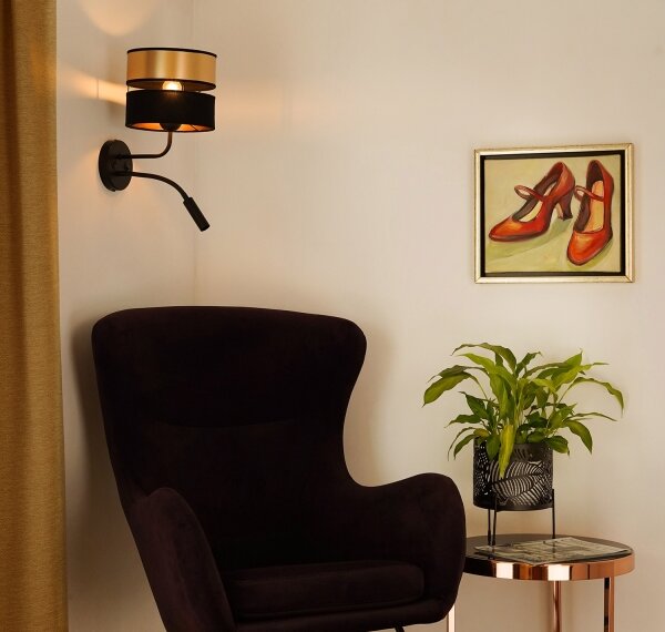 Brilagi - Nástěnná lampa ROYAL 1xE27/15W/230V + 1xG9/3W černá/zlatá