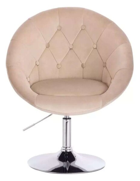 LuxuryForm DESIGN Křeslo VERA VELUR na stříbrném talíři - latte