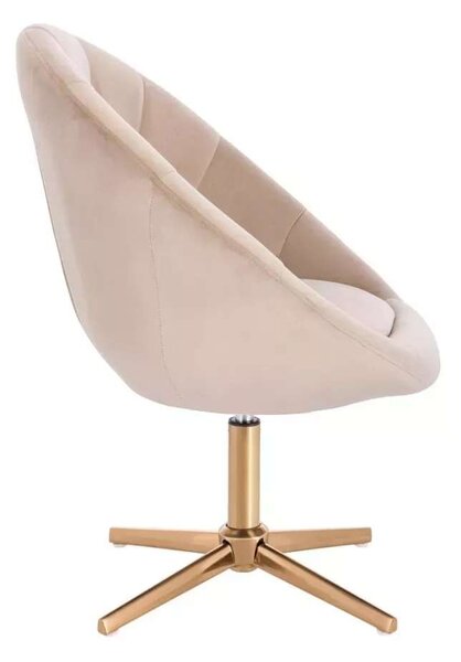 LuxuryForm DESIGN Křeslo VERA VELUR na zlatém kříži - latte