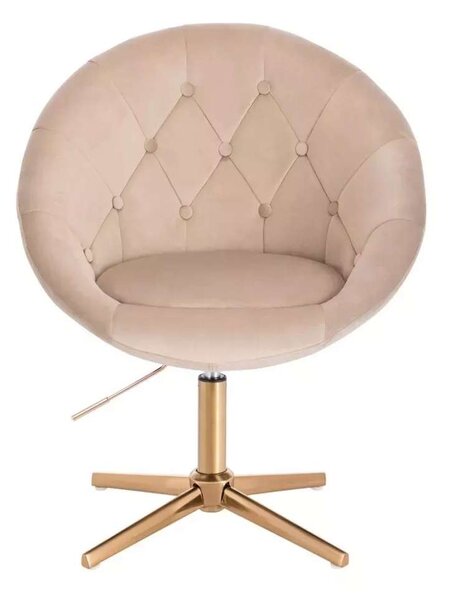 LuxuryForm DESIGN Křeslo VERA VELUR na zlatém kříži - latte