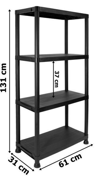 Plastový regál IRVING 131x61x31 cm černý