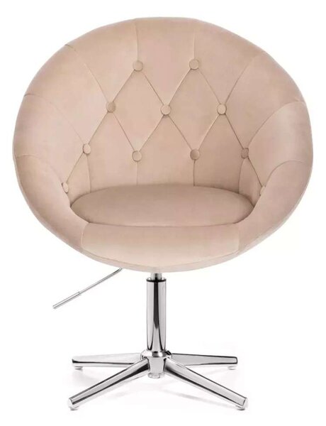 LuxuryForm DESIGN Křeslo VERA VELUR na stříbrném kříži - latte
