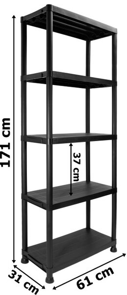 Plastový regál IRVING 171x61x31 cm černý