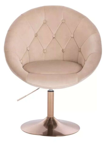 LuxuryForm DESIGN Křeslo VERA VELUR na zlatém talíři - latte