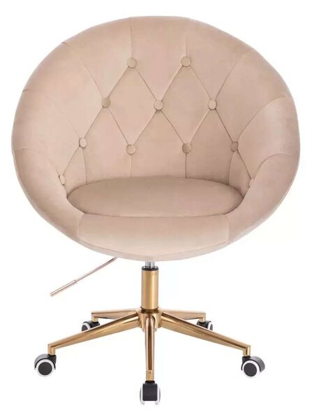 LuxuryForm DESIGN Křeslo VERA VELUR na zlaté podstavě s kolečky - latte