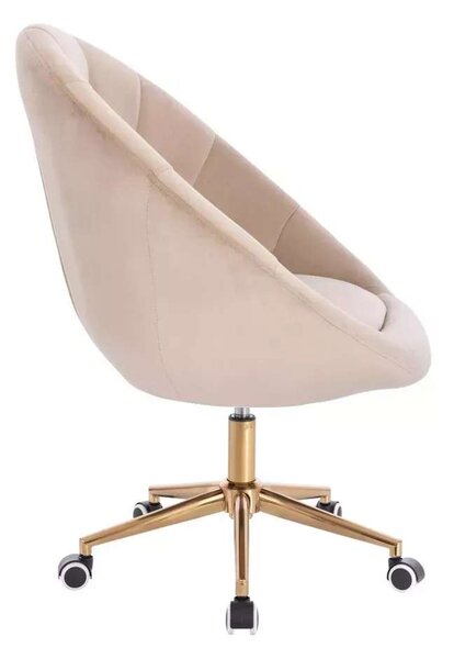 LuxuryForm DESIGN Křeslo VERA VELUR na zlaté podstavě s kolečky - latte