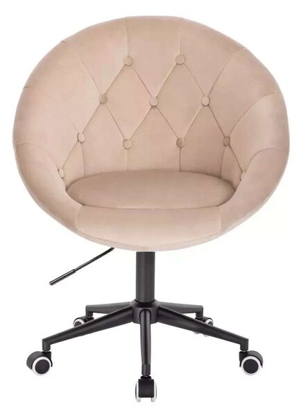 LuxuryForm DESIGN Křeslo VERA VELUR na černé podstavě s kolečky - latte
