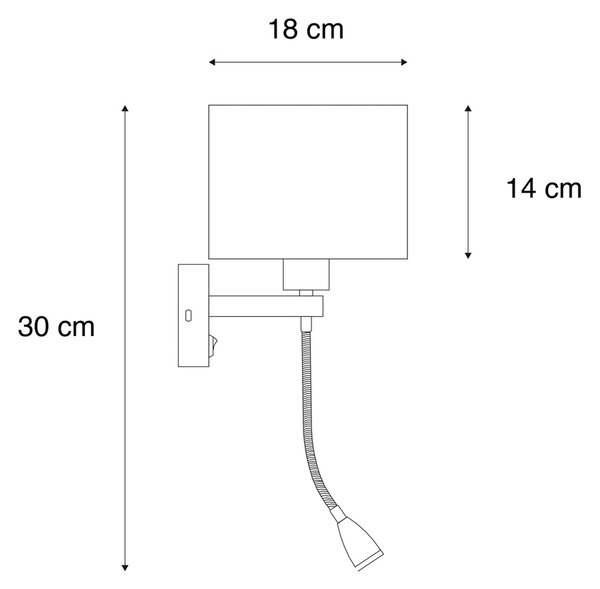 Nástěnná lampa černá s taupe sametovým stínítkem 18 cm - Brescia Combi