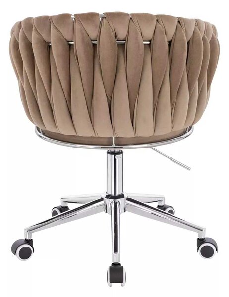 LuxuryForm DESIGN Židle NORDEN VELUR na stříbrné podstavě s kolečky - latte