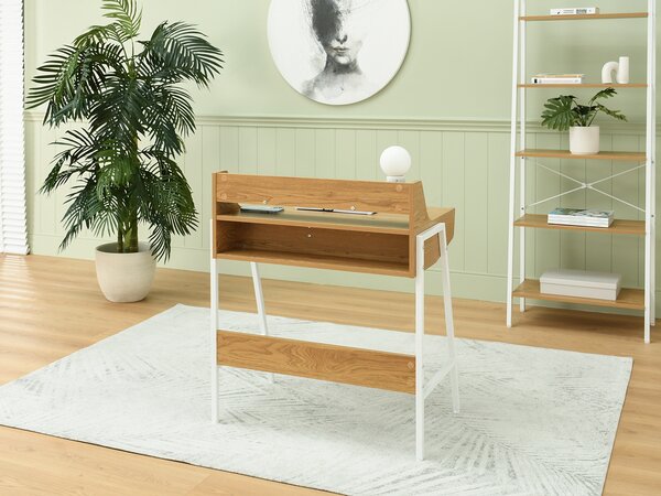 Minimalistický psací stůl RENO - bílý / dub