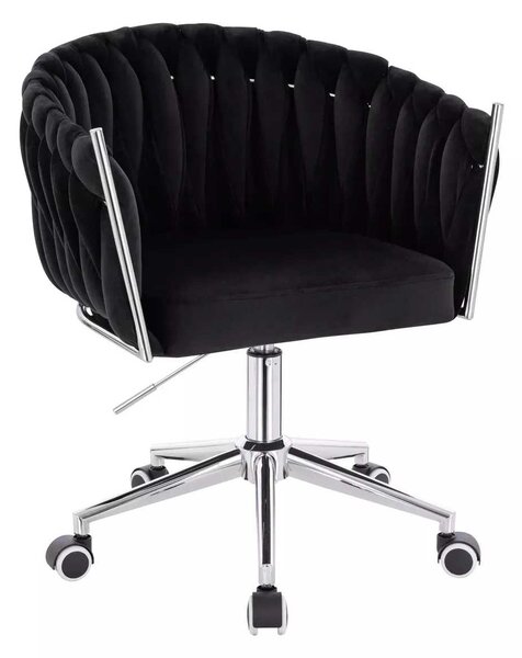 LuxuryForm DESIGN Židle NORDEN VELUR na stříbrné podstavě s kolečky - černá