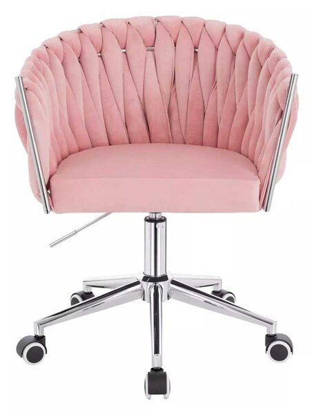 LuxuryForm DESIGN Židle NORDEN VELUR na stříbrné podstavě s kolečky - růžová