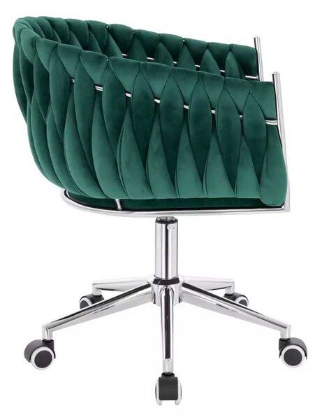 LuxuryForm DESIGN Židle NORDEN VELUR na stříbrné podstavě s kolečky - zelená