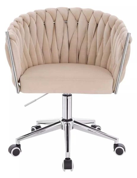 LuxuryForm DESIGN Židle NORDEN VELUR na stříbrné podstavě s kolečky - krémová