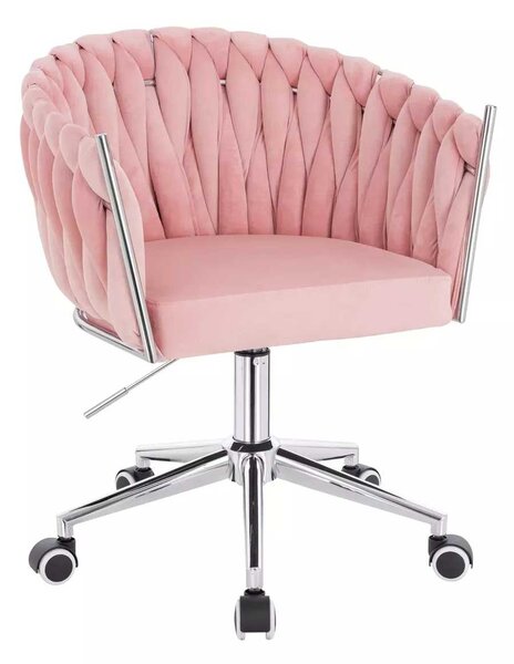 LuxuryForm DESIGN Židle NORDEN VELUR na stříbrné podstavě s kolečky - růžová