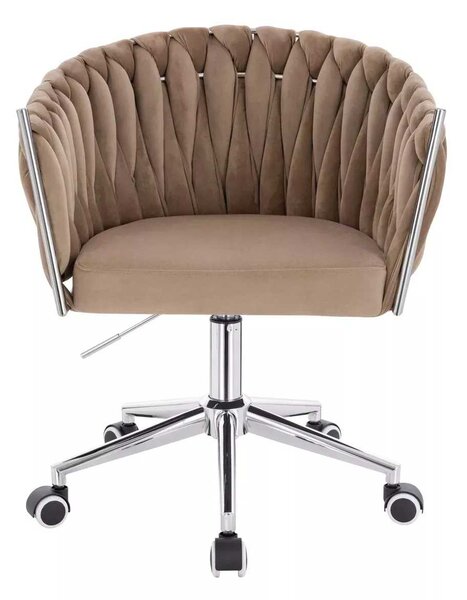 LuxuryForm DESIGN Židle NORDEN VELUR na stříbrné podstavě s kolečky - latte