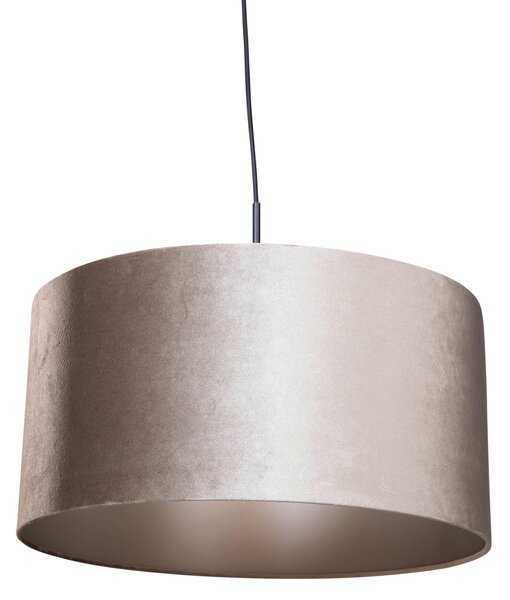 Závěsné svítidlo černé se sametovým stínidlem v barvě taupe 50 cm - Combi 1