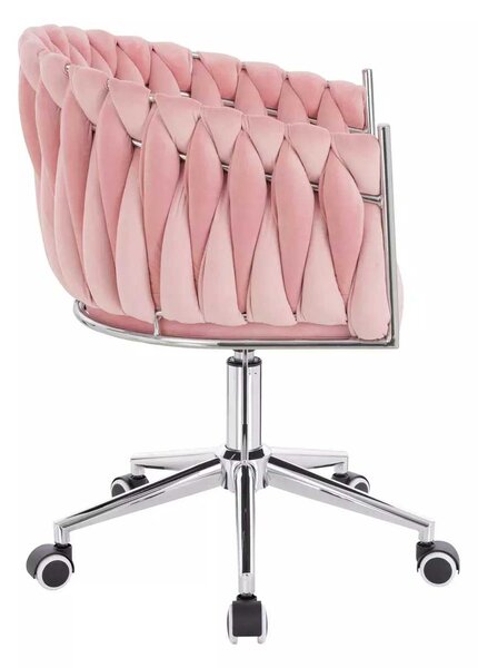 LuxuryForm DESIGN Židle NORDEN VELUR na stříbrné podstavě s kolečky - růžová
