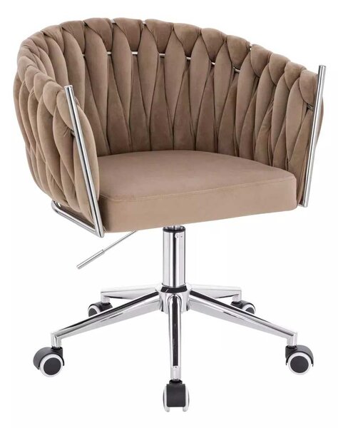 LuxuryForm DESIGN Židle NORDEN VELUR na stříbrné podstavě s kolečky - latte