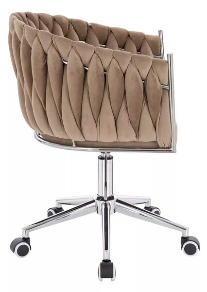 LuxuryForm DESIGN Židle NORDEN VELUR na stříbrné podstavě s kolečky - latte