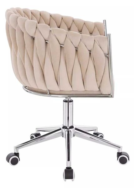 LuxuryForm DESIGN Židle NORDEN VELUR na stříbrné podstavě s kolečky - krémová