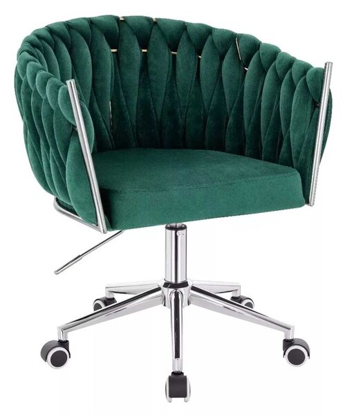 LuxuryForm DESIGN Židle NORDEN VELUR na stříbrné podstavě s kolečky - zelená