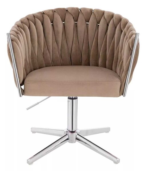 LuxuryForm DESIGN Židle NORDEN VELUR na stříbrném kříži - latte
