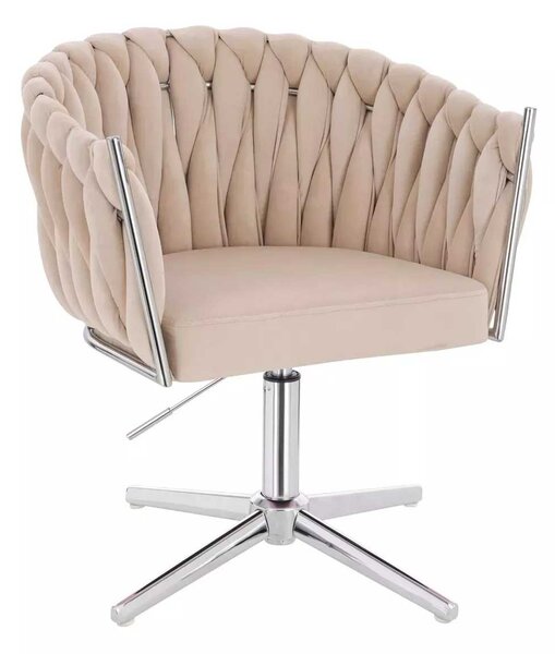 LuxuryForm DESIGN Židle NORDEN VELUR na stříbrném kříži - krémová