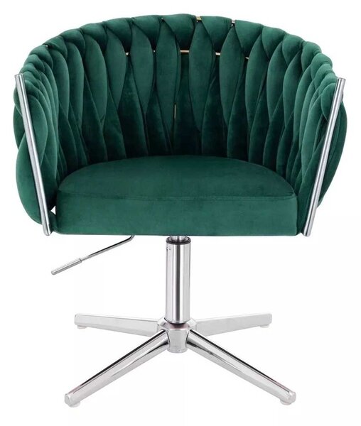 LuxuryForm DESIGN Židle NORDEN VELUR na stříbrném kříži - zelená