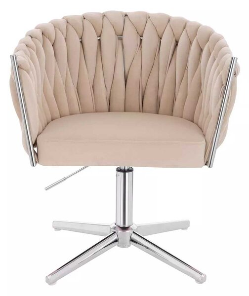 LuxuryForm DESIGN Židle NORDEN VELUR na stříbrném kříži - krémová