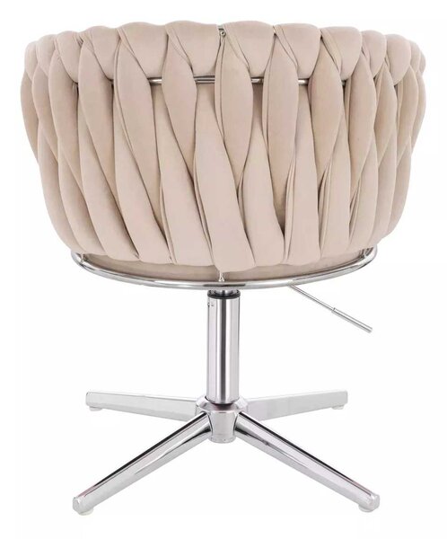 LuxuryForm DESIGN Židle NORDEN VELUR na stříbrném kříži - krémová
