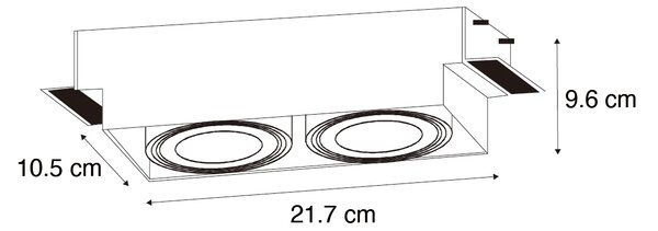 Sada 6 zapuštěných bodových svítidel bílá GU10 70mm 2-světelná bez okrajů - Oneon