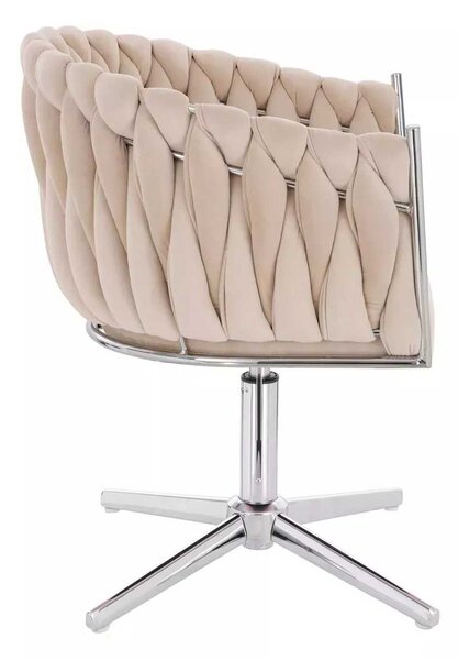 LuxuryForm DESIGN Židle NORDEN VELUR na stříbrném kříži - krémová