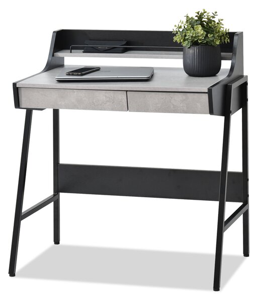 Minimalistický psací stůl RENO - černý / beton