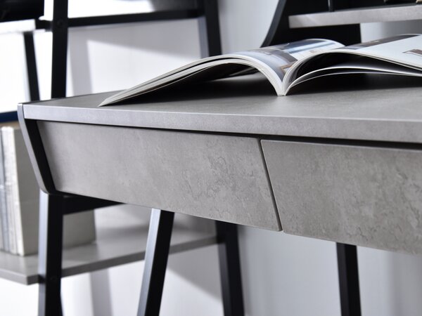 Minimalistický psací stůl RENO - černý / beton