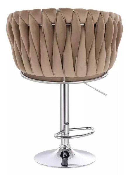 LuxuryForm DESIGN Barová židle NORDEN VELUR na stříbrné kulaté podstavě - latte