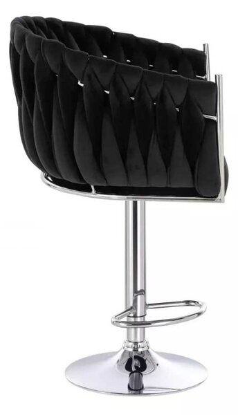LuxuryForm DESIGN Barová židle NORDEN VELUR na stříbrné kulaté podstavě - černá