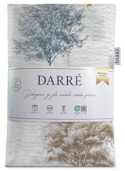 DARRÉ Krepové povlečení Stíny stromů s pruhem - barevné Velikost: 140 x 200 + 70 x 90