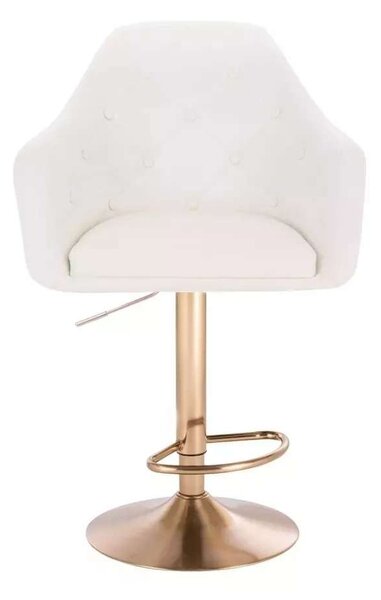LuxuryForm DESIGN Barová židle ANDORA na zlaté kulaté podstavě - bílá