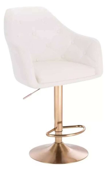 LuxuryForm DESIGN Barová židle ANDORA na zlaté kulaté podstavě - bílá