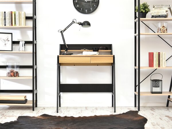 Minimalistický psací stůl RENO - černý / dub sonoma