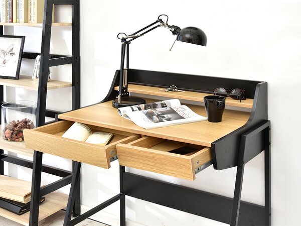 Minimalistický psací stůl RENO - černý / dub sonoma