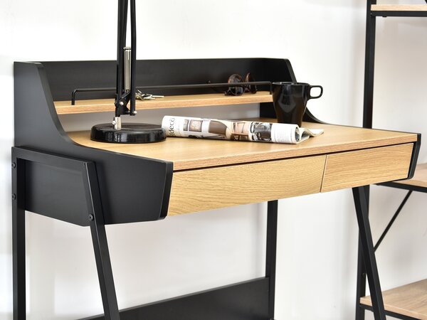Minimalistický psací stůl RENO - černý / dub sonoma
