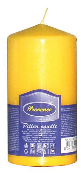 Provence Neparfemovaná svíčka 12,5cm žlutá