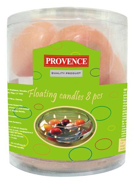 Provence Neparfemovaná plovoucí svíčka 8ks lososová