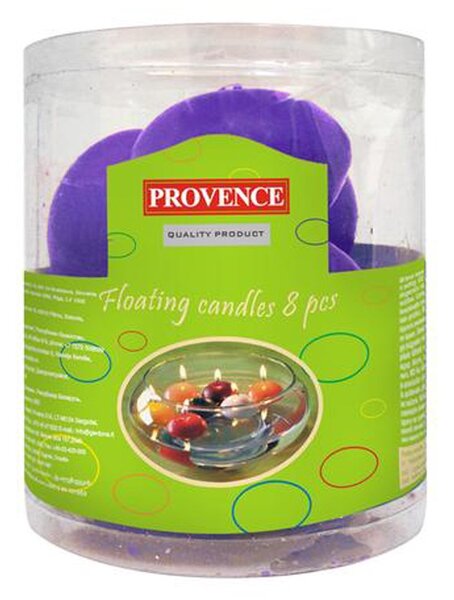 Provence Neparfemovaná plovoucí svíčka 8ks fialová